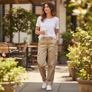 Cotton On Sustainable Khaki Cargo Pants Size M  NWT 100% Cotton